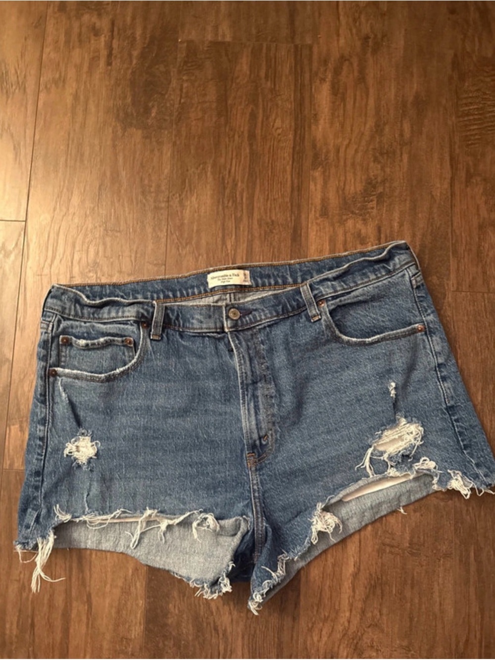 Abercrombie & Fitch Distressed Blue Denim Shorts